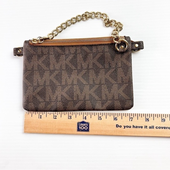 Michael Kors Small Chain Strap Wristlet Bags Brown MK Logo Damage - Picture 6 of 7